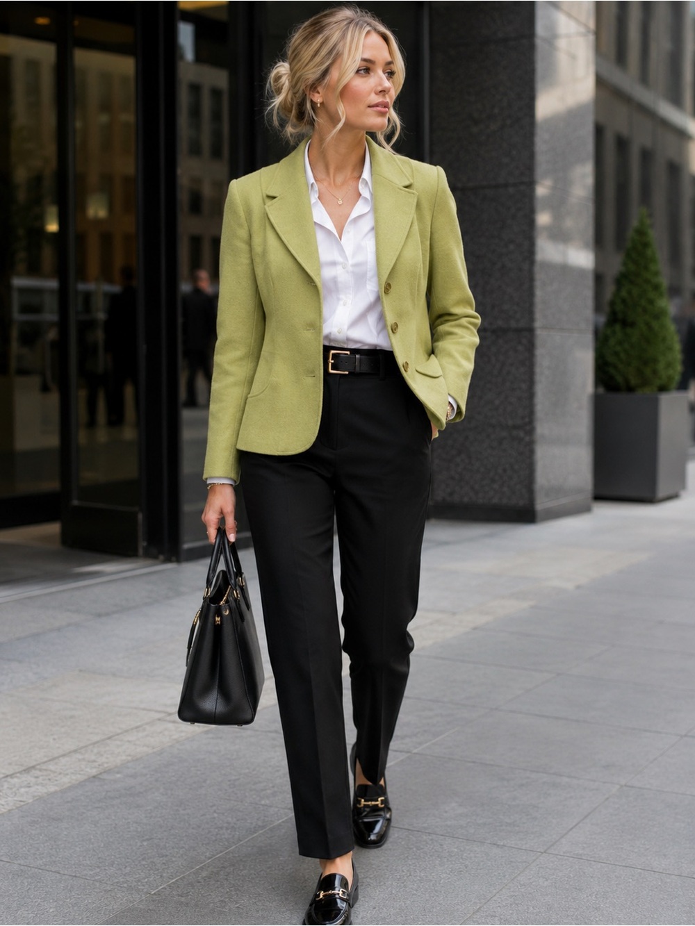 Jessica Chartreuse/Pistachio Green Tailored Blazer Jacket Wool & Cashmere Blend